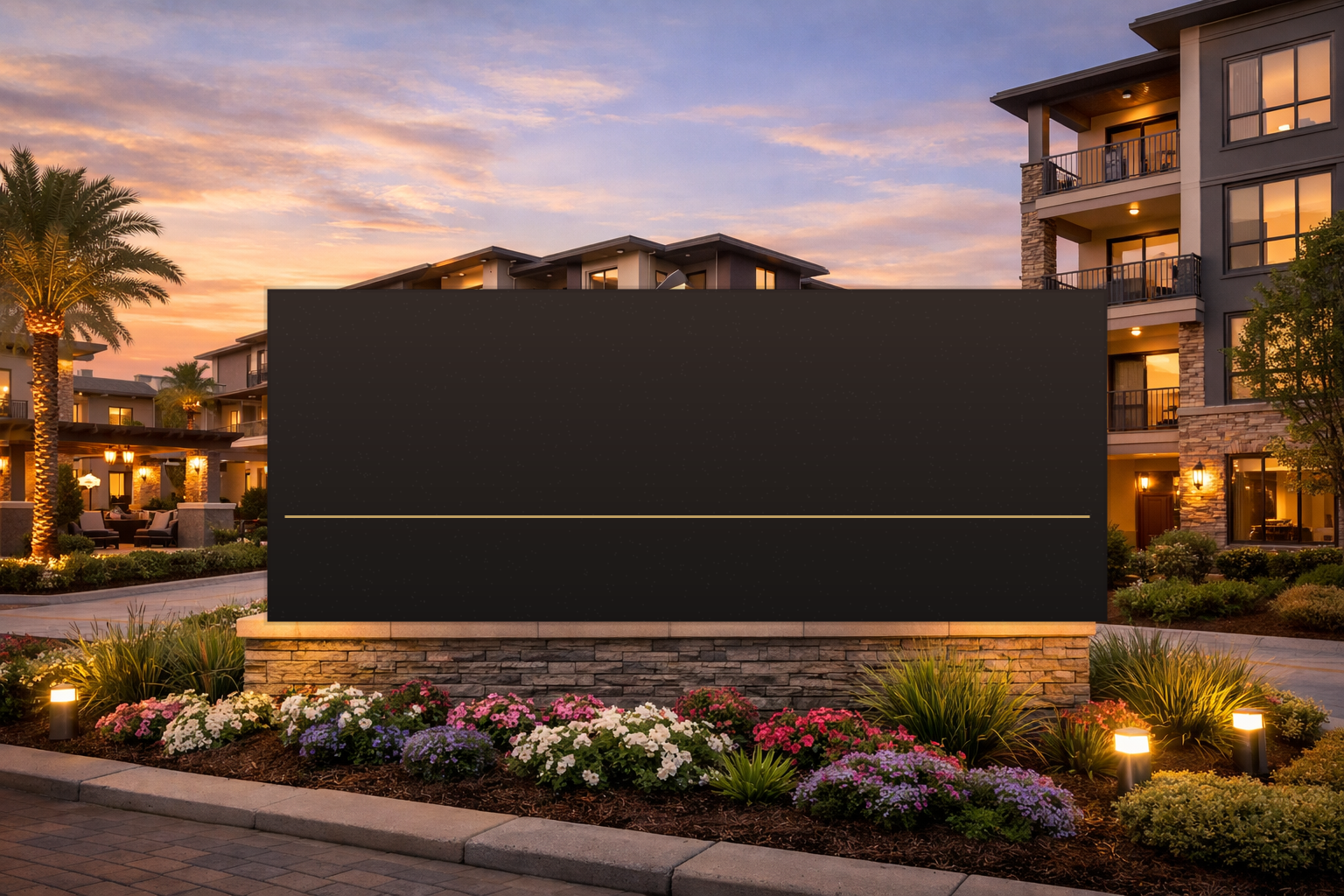 Service apartment property at sunset